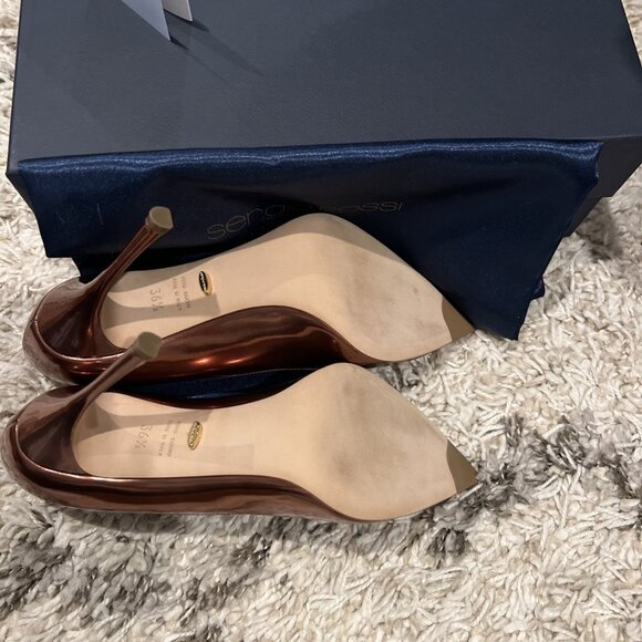 Sergio Rossi Godiva 105 Patent Pump Women's Dark Red - Picture 4 of 5